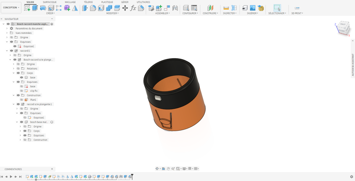 Exemple de pièce 3d sur fusion 360 modèle 3d fusion 360